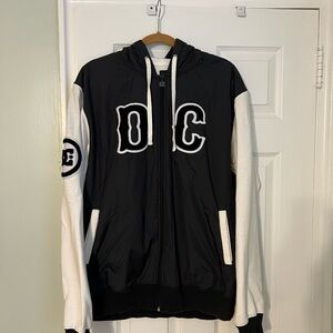 DC Men's Black and White Hoodie Jacket